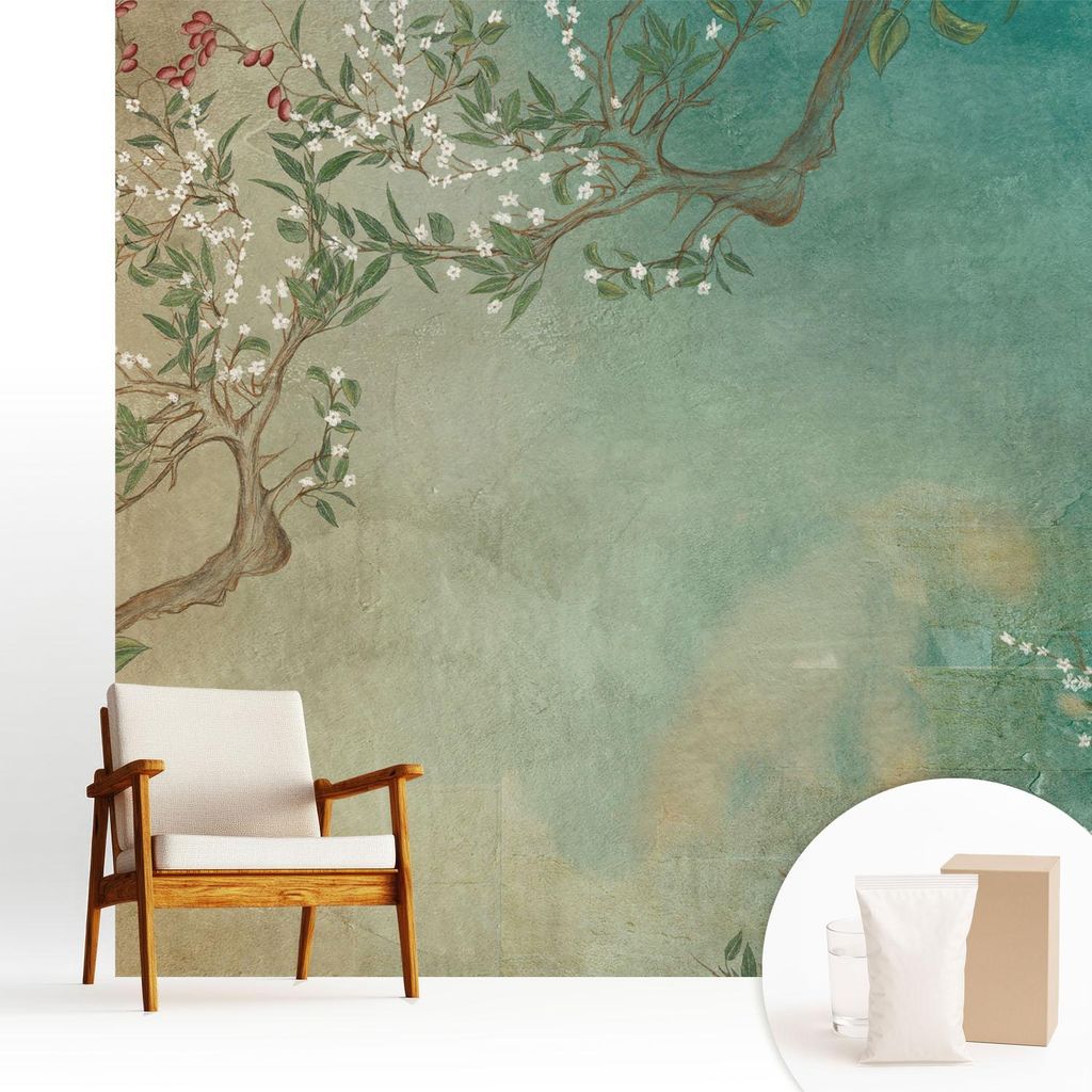 Fototapete - 250x250 cm - Tapete - Wandtapete - Wandbilder - Dekofolie - Tapete Folie - Wand - Dekoration - Wohnzimmer - Florale Harmonie