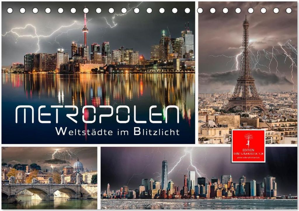 Metropolen - Weltstädte im Blitzlicht (Tischkalender 2026 DIN A5 quer), CALVENDO Monatskalender