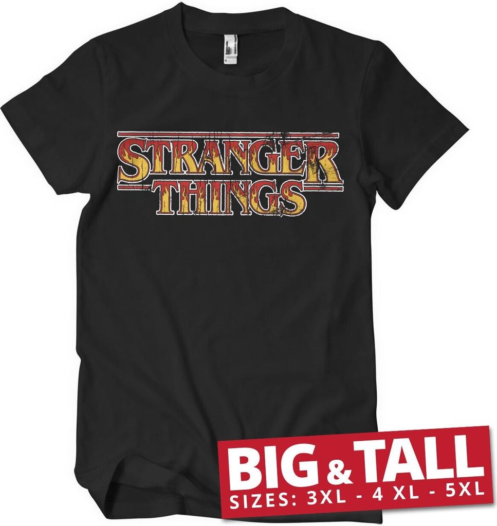 Stranger Things Fire Logo Big & Tall T-Shirt - 4XL - Black