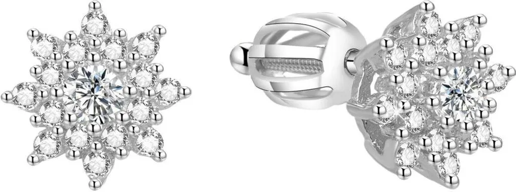 Boucles d'oreilles argentées à fleurs scintillantes AGUP1442S chic