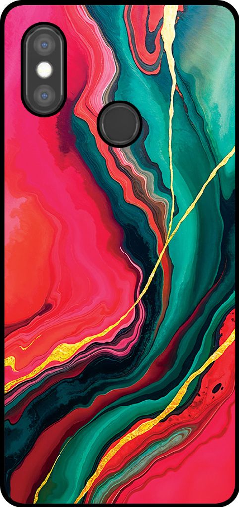 Smartphonica Telefon Fall geeignet für Xiaomi Mi 8 SE mit rot grün Marmor Print - TPU Backcover Fall rot grün Marmor Design