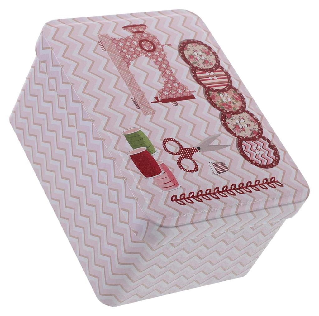 Klappbare Metall Aufbewahrungsbox für Nähzubehör mit Deckel, kompakte Nähdose aus Blech, tragbarer Organizer für Garn und Nadeln (12,7 x 8,9 x...