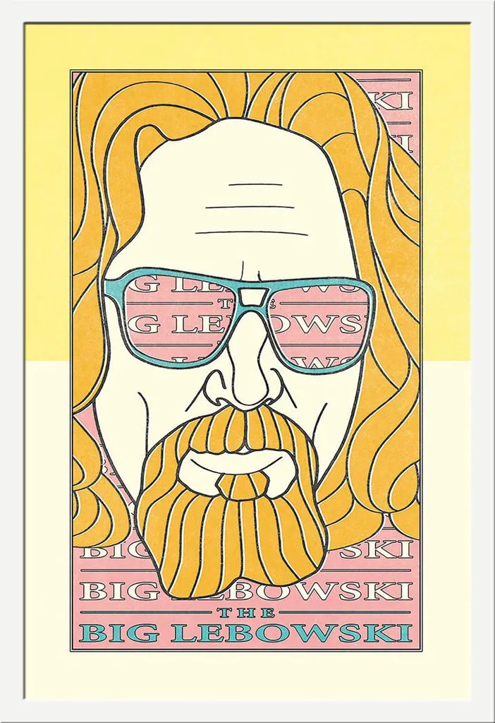 Affiche The Big Lebowski Cadre Shinsuke Blanc Vitre Acrylique Anti-Choc