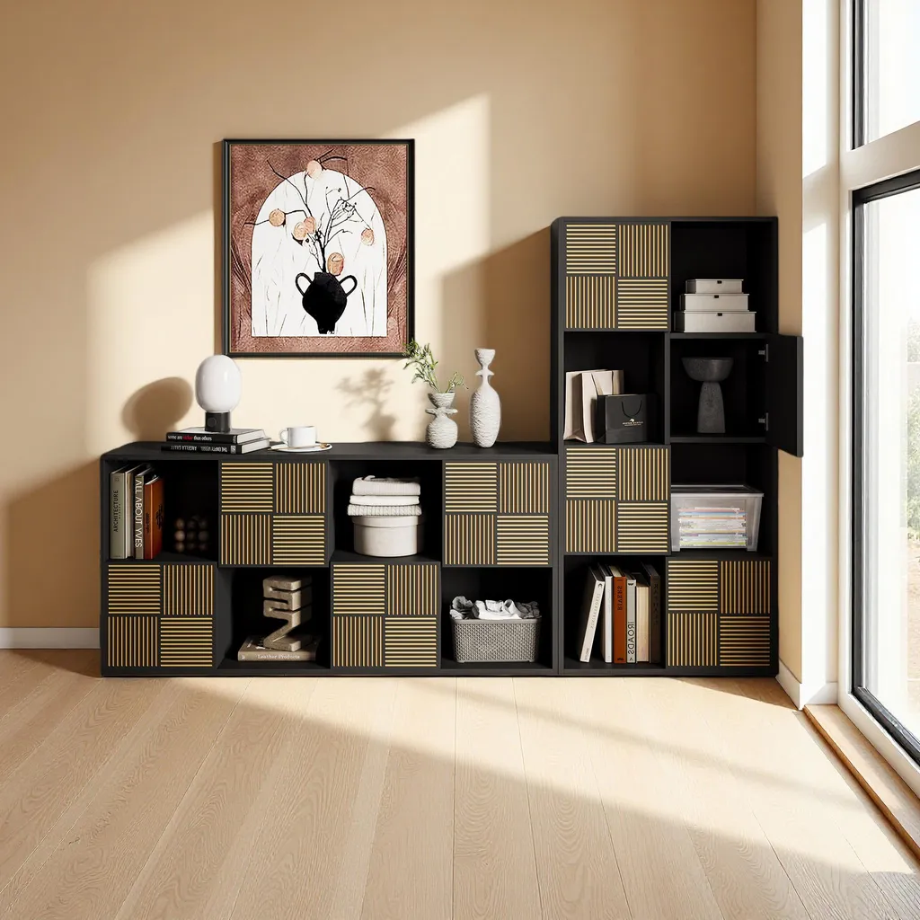 Étagère de rangement modulaire ProximaX en bois noir pour salon moderne