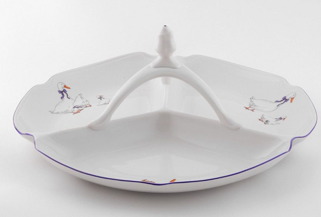 Kabarett 29,5 cm, Gänse, Tschechisches Porzellan, Leander