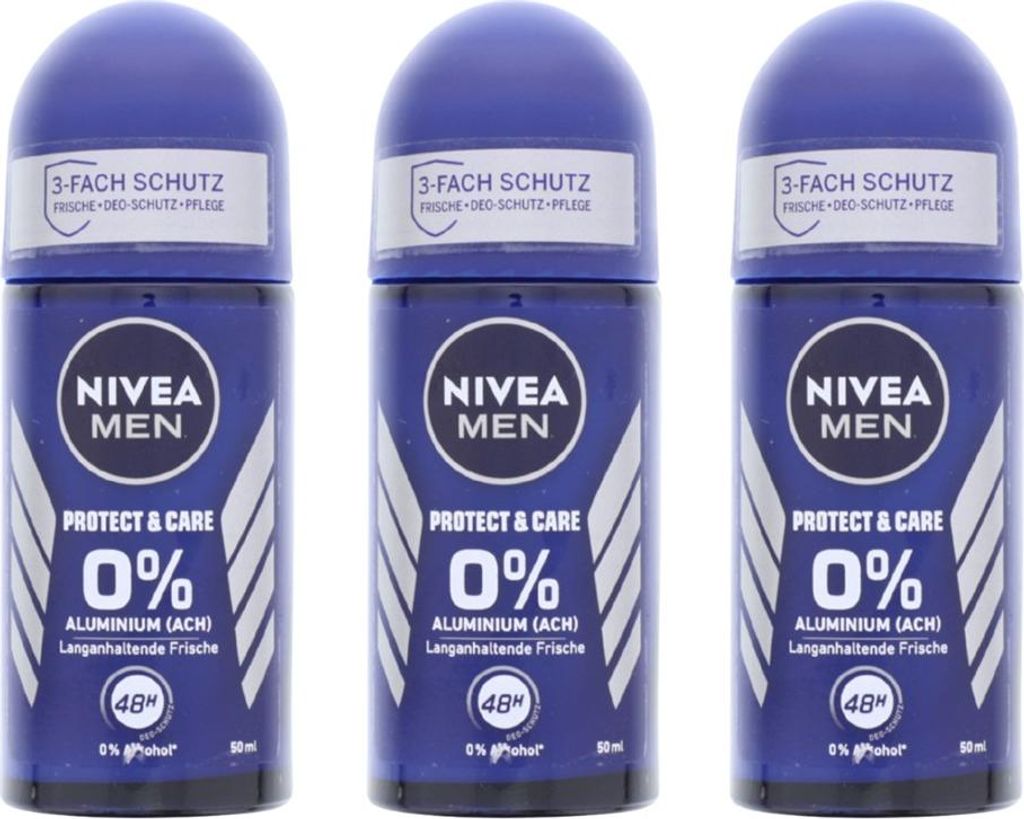 3 x NIVEA Men Protect & Care Deo Roll On je 50ml 0% Produktbild 