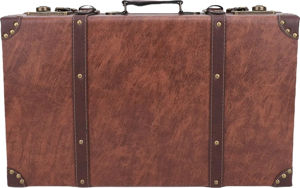 Coffre pour accessoires photo en bois ancien et bagage décoratif