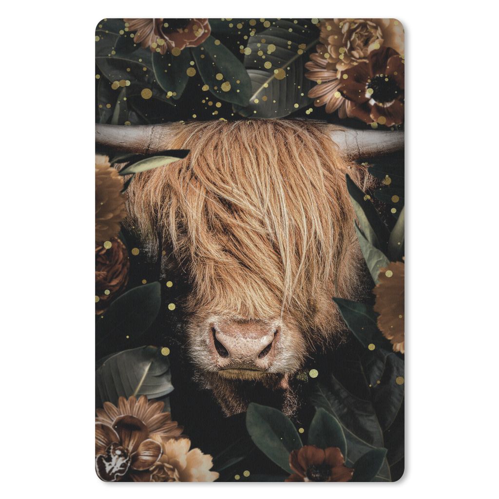 MuchoWow Mauspad Mousepad Schottischer Highlander - Tiere - Blumen 18x27 cm - Mousepads - Maus Mat - Pad - Mausunterlage