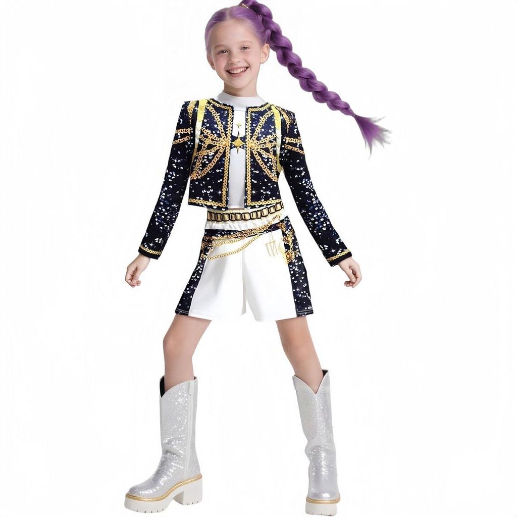 Mädchen K-Pop Dämonenjäger Kostüm Cosplay Set Größe 110 Produktbild 