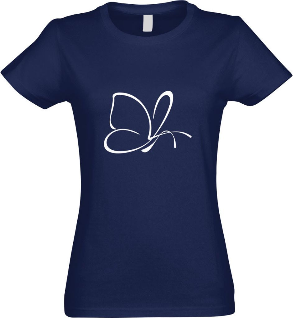 Kiwistar - T-Shirt tailliert - Damen - Navy - Schmetterling Motiv III - mit Motiv Bedruckt - Funshirt Design - Sport - Freizeit - Damen - S
