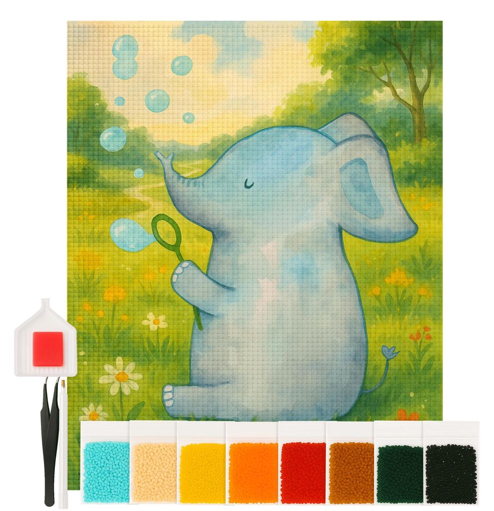 Mr. & Mrs. Panda Diamond Painting Elefant Seifenblasen Design 40 x 50 cm Ohne Rahmen - Weiß - Geschenk, Liebesspruch, bilder, Heimat, diamant set,...