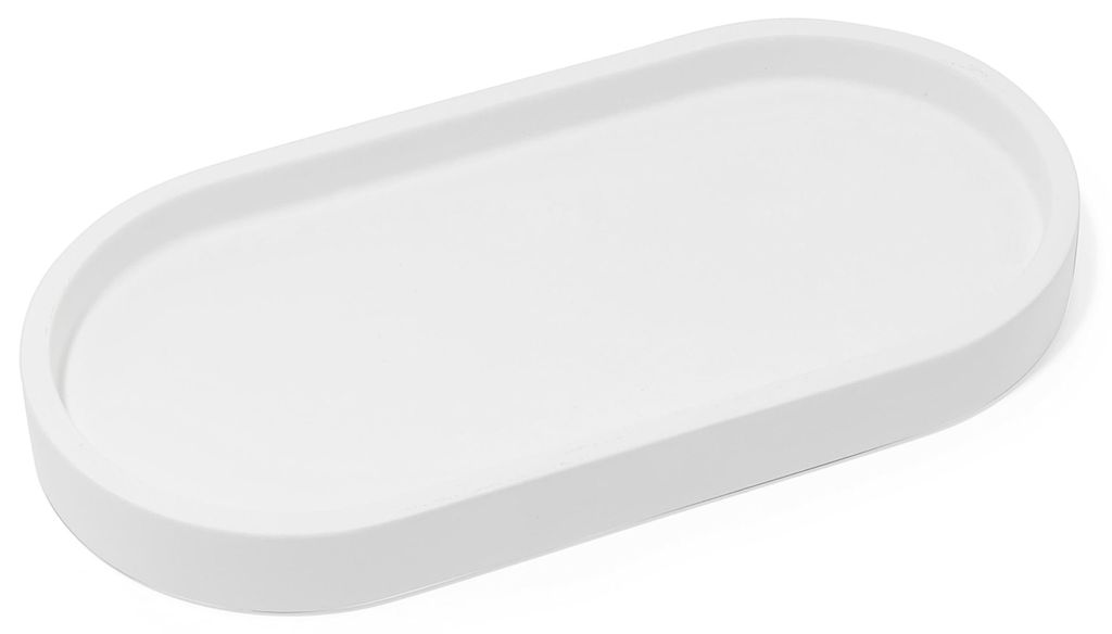 Rundes Tablett in mattem Weiß für Seifenspender, 20 cm – Organizer für Seifen- und Lotionflaschen im Badezimmer, in der Küche oder auf der Ar...