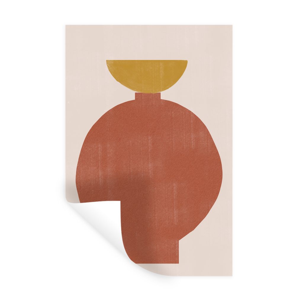 MuchoWow Wandtattoo Wandsticker Wandaufkleber Vase - Pastell - Linien - Gelb 40x60 cm Selbstklebend und Repositionierbar - Wierderverwendbar - Se...