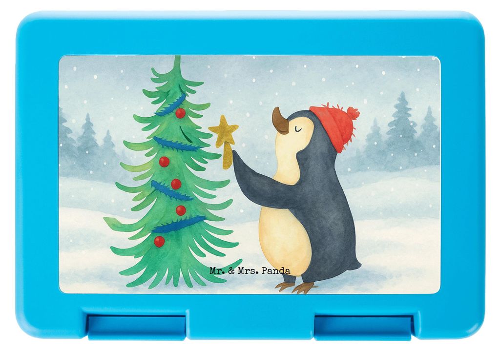 Mr. & Mrs. Panda Meal Prep Box Pinguin Weihnachtsbaum Design - Weiß - Geschenk, Bento, Snackbox, Brotzeitbox, Nikolaus, Lunchbox, Vorratsdose, Win...