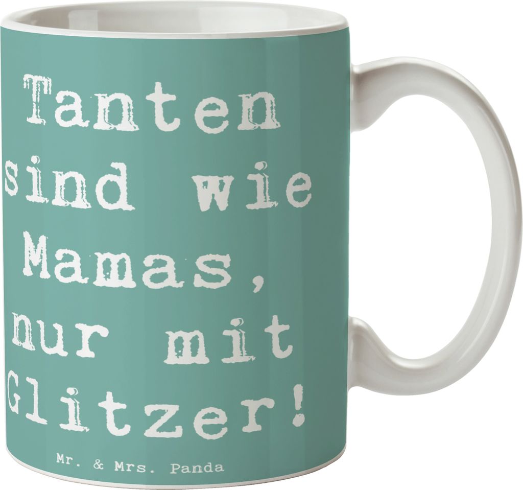 Mr. & Mrs. Panda Bedruckte Tasse Spruch Glitzernde Tante - Meeresbrise - Geschenk, Trinkbecher, Verwandtschaft, einzigartige Designs, Freude, Spaß...