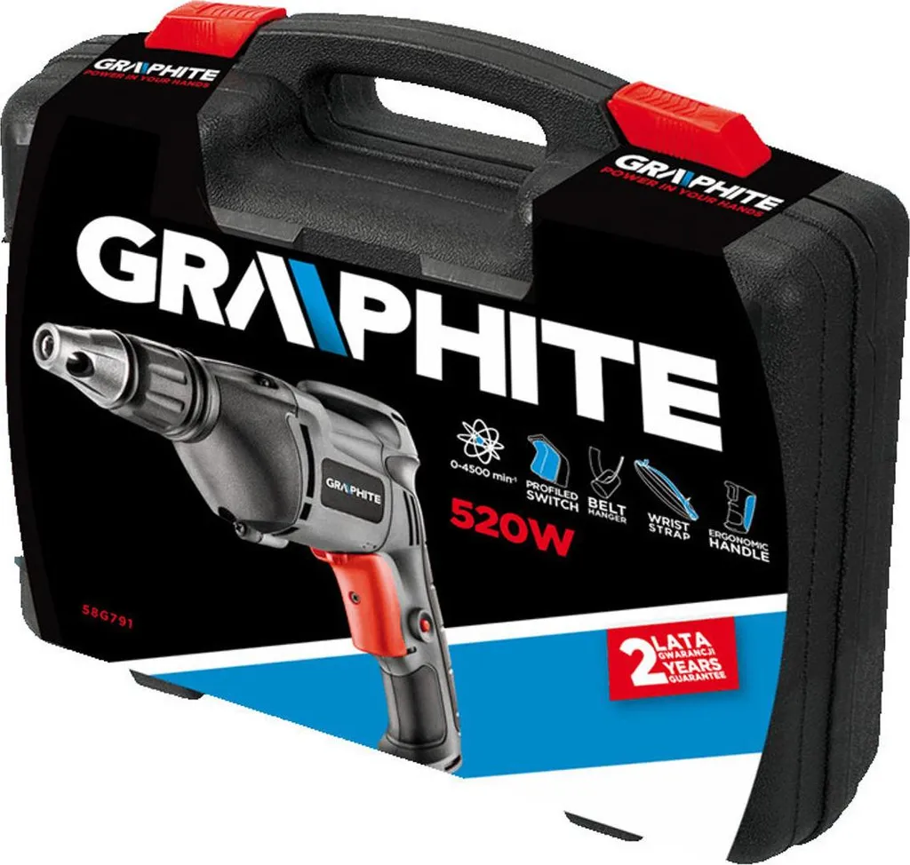 Visseuse de plaquiste filaire Graphite 520W avec mandrin hexagonal