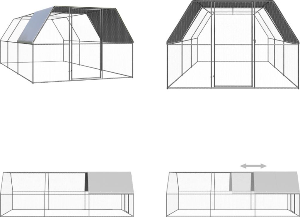 vidaXL Outdoor Hühnerkäfig 3x6x2 m Verzinkter Stahl - Hühnerkäfig - Hühnerkäfige - Outdoor Hühnerstall - Outdoor Hühnerställe