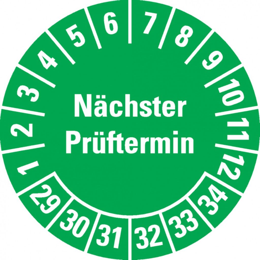 Dreifke Prüfplakette Nächster Prüftermin, 29-34, grün, Folie, ablösbare Foli...