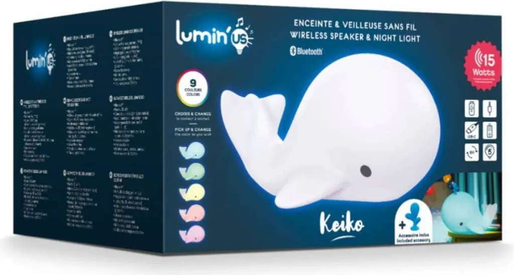 Enceinte Whale Bluetooth à LED Multicolores - Design Original et Son Net - 6