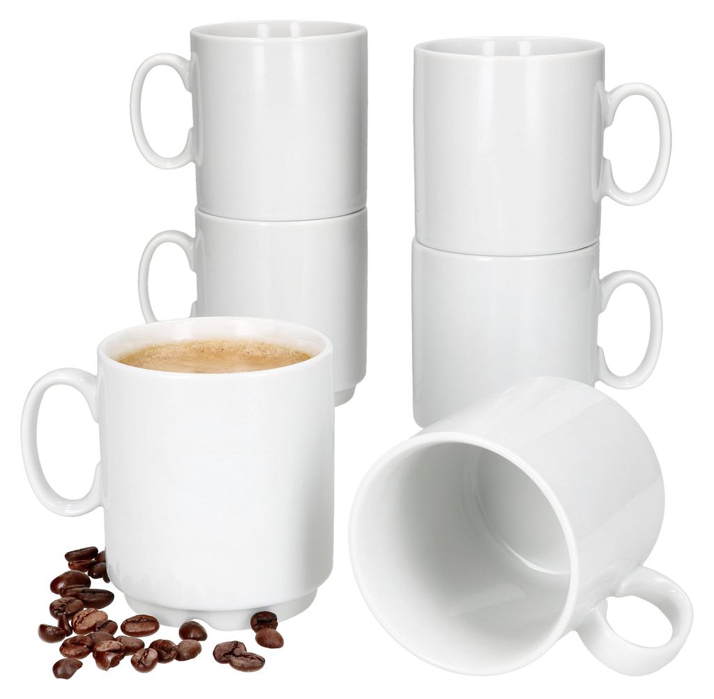 sada 6 hrnků na kávu z akce 250ml bílé porcelánové šálky Obrázek produktu 