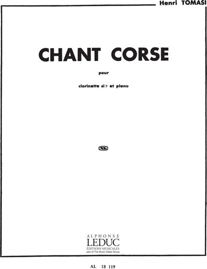 Chant Corse Pour Clarinette Et Piano