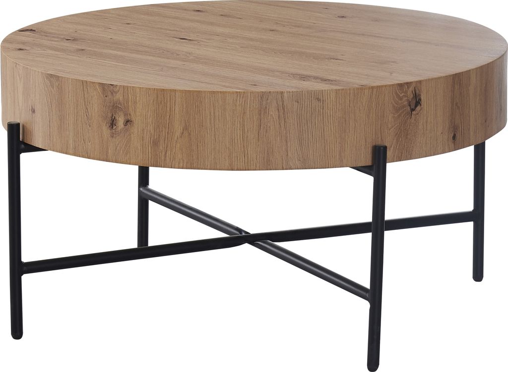 Couchtisch >Antonia< in Artisan Eiche Nachbildung, schwarz, MDF, Metall - 42x80 (HxD)