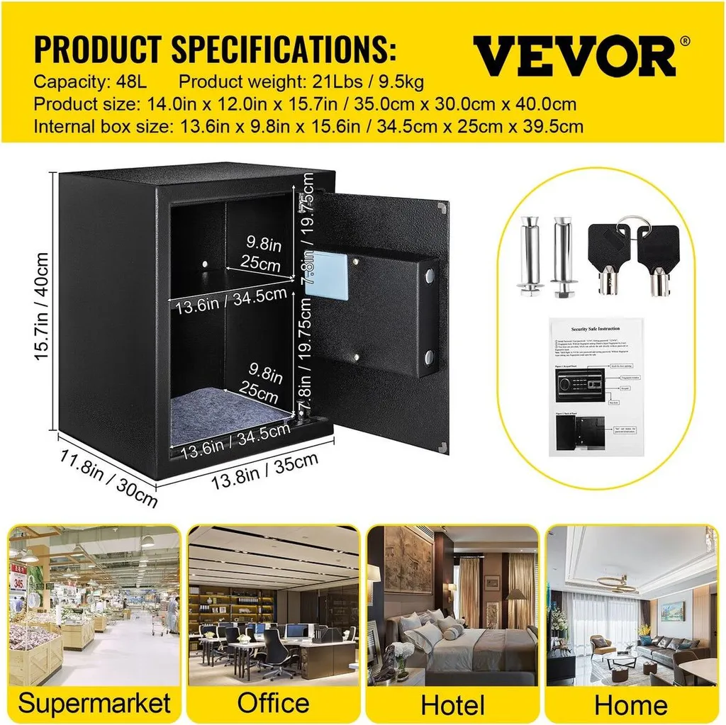 Cassaforte Ignifuga Biometrica - Sicurezza Professionale 1.7 cu.ft - 7