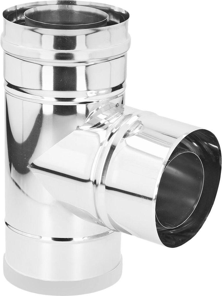 LAS Edelstahl Schornstein T-Stück 87° Ø 80/125 mm Brennwert Abgassystem