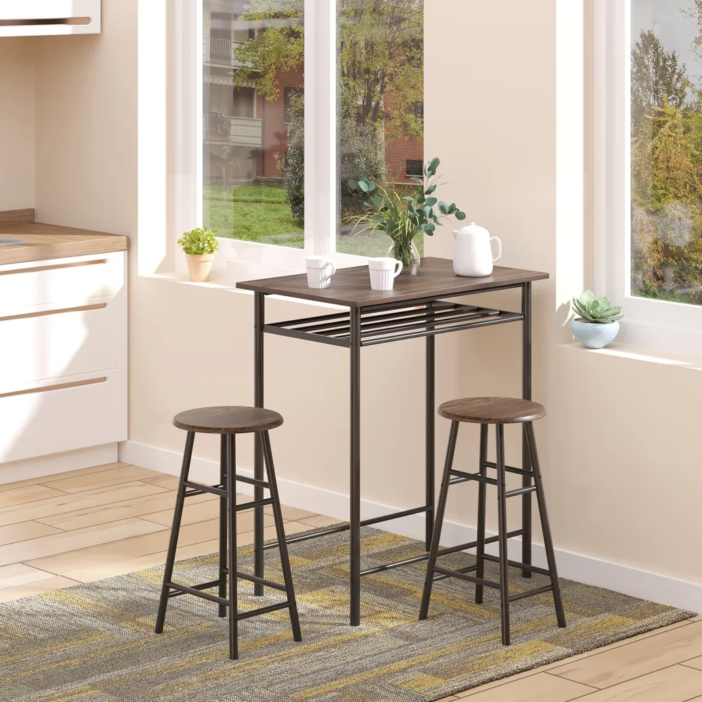 Coin Repas Compact : Table de Bar et 2 Tabourets pour Cuisine Étroite - 2