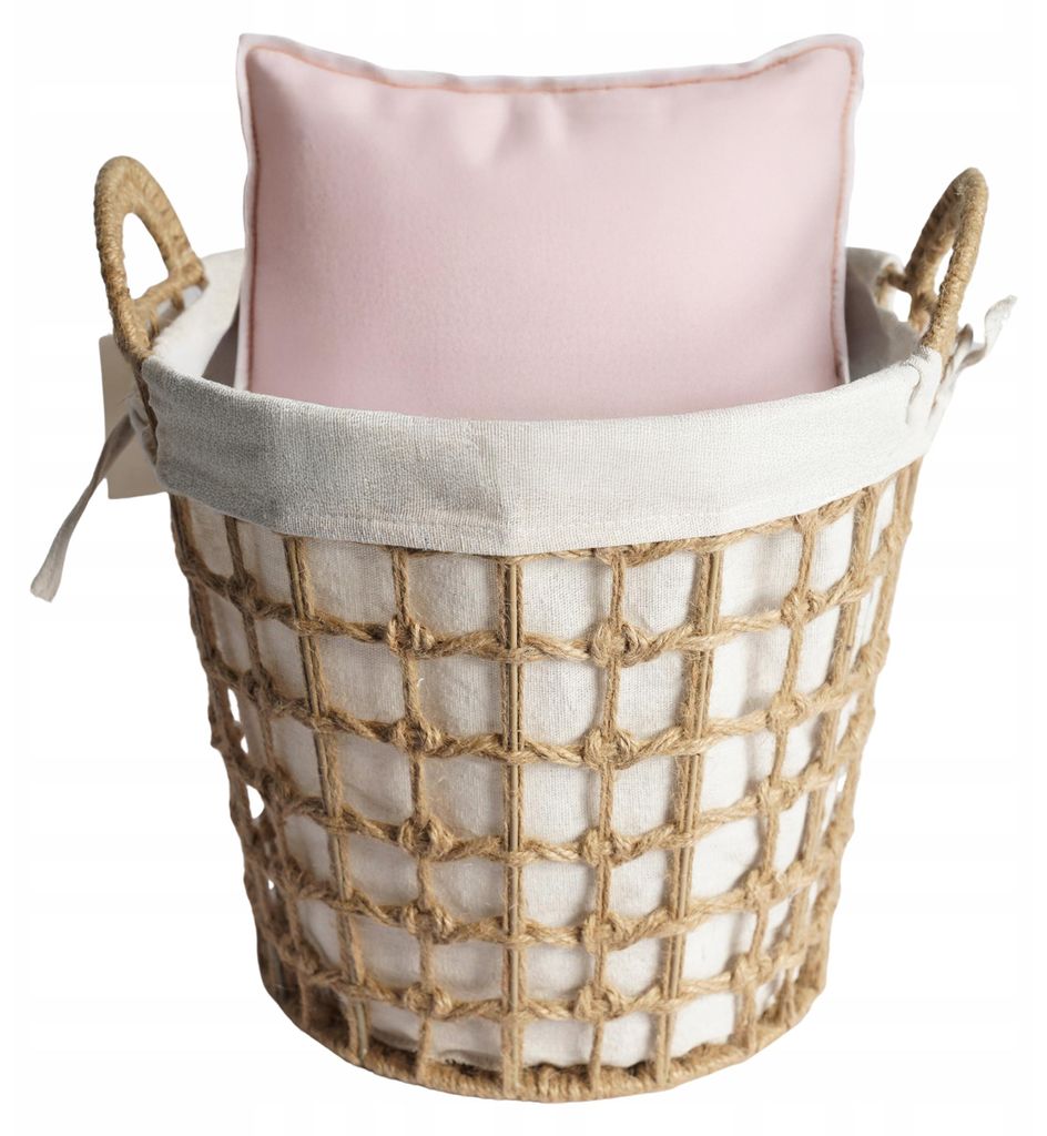 SEPIO Wäschekorb aus Schnur Gefertigt 28 L, Wäschesammler, Wäschekorb Faltbar, Laundry Basket, Wäschetonne mit Deckel 32x30x30 cm