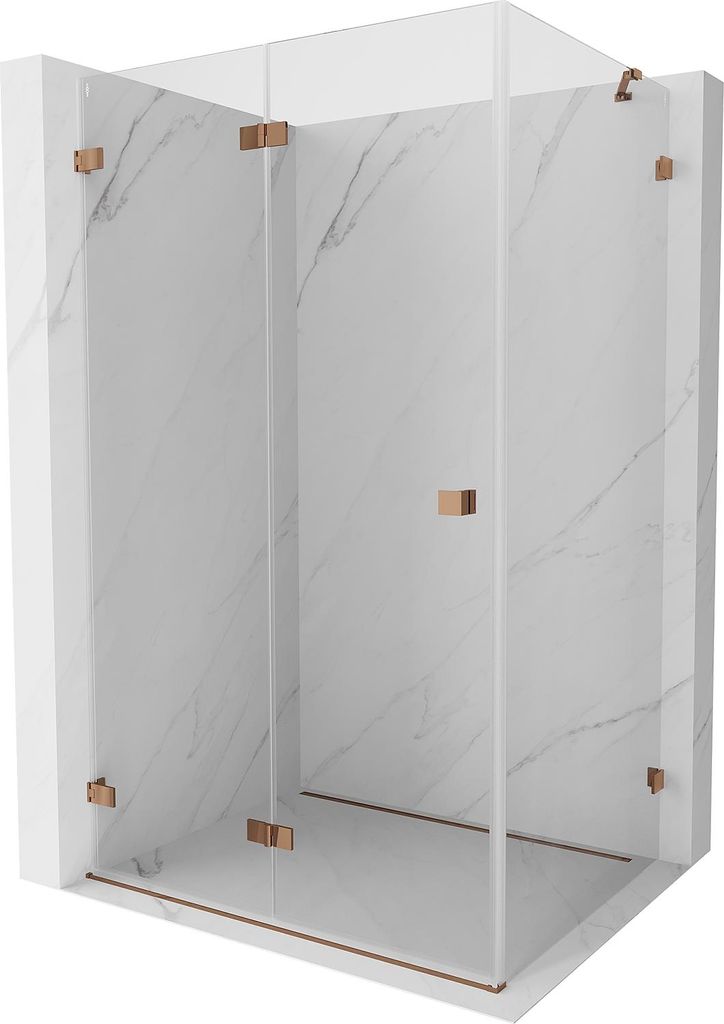 Mexen Lunar-F Faltbare Duschkabine links 90 x 80 cm, transparent, Roségold- 836-090-080-60-00-L