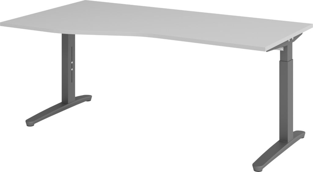 bümö Schreibtisch Serie-XB - Gestell: Graphit, Nachbildung: Grau, Größe: 180 x 100 cm