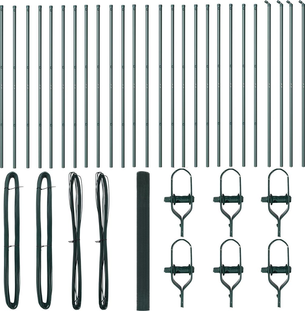Eleganten-Stil Geschweißter Drahtzaun mit 13 Pfosten Grün 1,5 x 50 m Stahl - Metallzäune DE945813