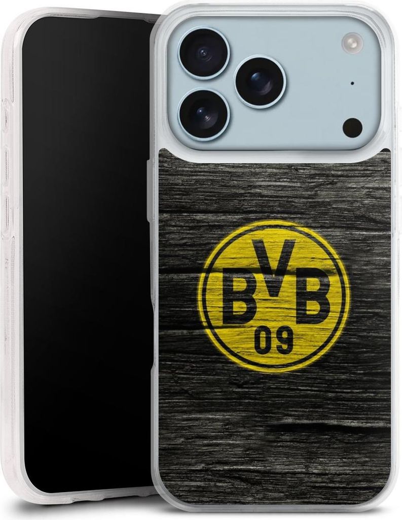DeinDesign Handyhülle für Apple iPhone 17 Pro Silikon Hülle Case Smartphone Schutzhülle BVB Borussia Dortmund Holzoptik