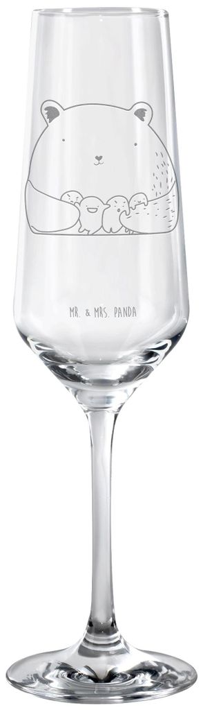 Mr. & Mrs. Panda Glas Bär Gefühl - Transparent - Geschenk, Champagnerglas, Sektglas graviert, Trinkglas, Sektkelch, Durchgedreht, Wahnsinn, Verr...