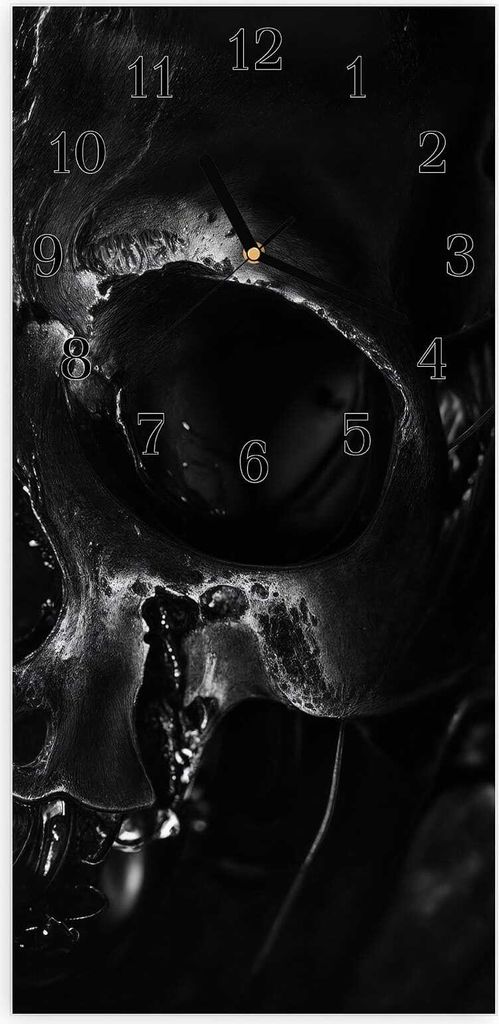 Wanduhr aus Glas mit Motiv Schädelaufnahme- 30 x 60 cm - inkl. Aufhängesystem