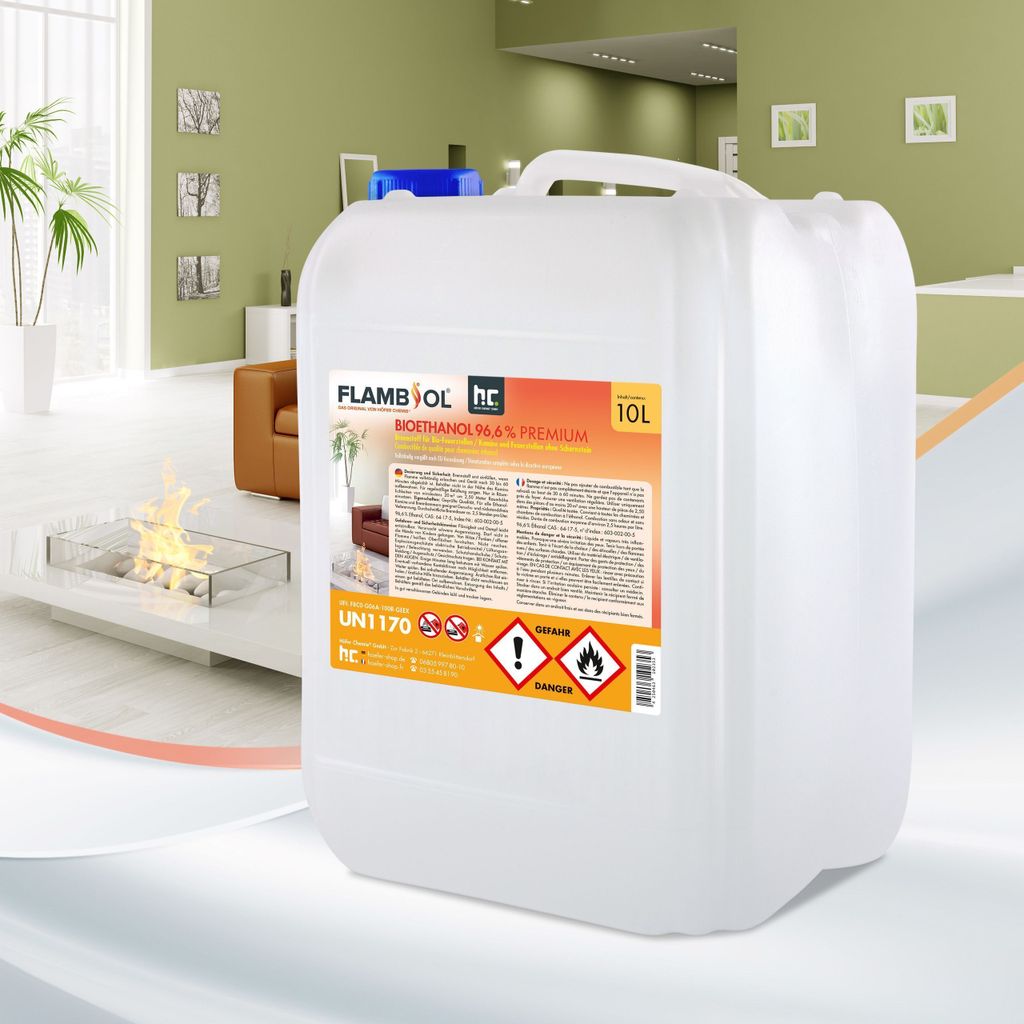 3x 10 L FLAMBIOL® Bioethanol 96,6% Premium für Ethanolkamin Produktbild 5