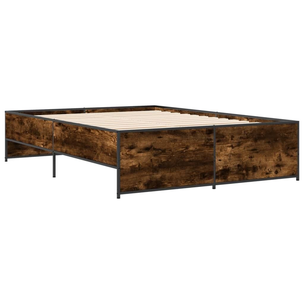 Bettgestell Räuchereiche 140x190 cm Holzwerkstoff und Metall