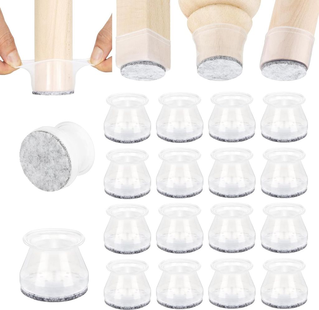 Stuhlbein-Bodenschoner – 5,1 cm x 16 Stück Kristall – Produktbild 