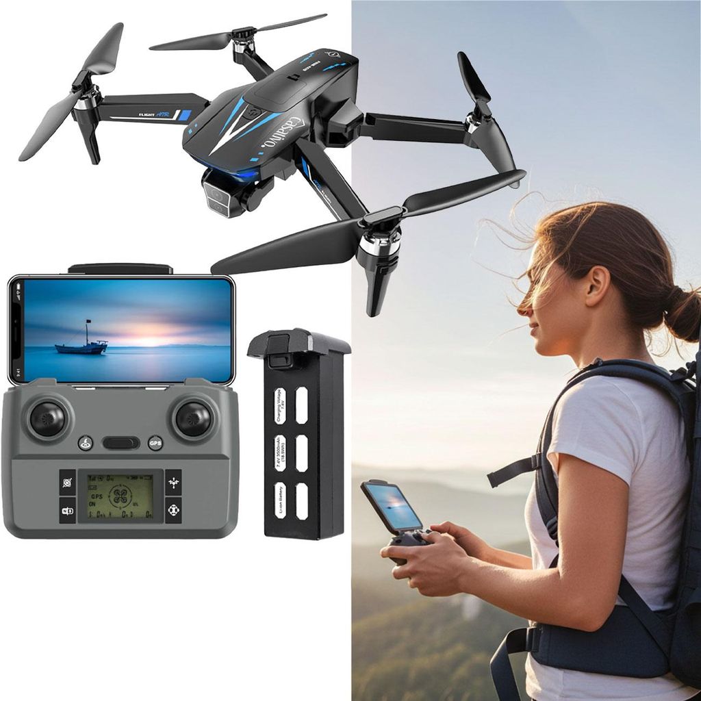 Profi GPS-Drohne mit Full-HD-Kamera, inkl. Ersatz-Akku: Gestochen scharfe Luftaufnahmen – 800m Reichweite & kompaktes Design für Abenteurer