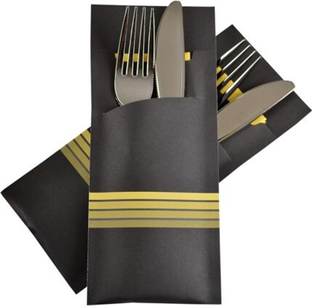 520x Pochetto Bestecktaschen 200x85mm schwarz gelbe Produktbild 