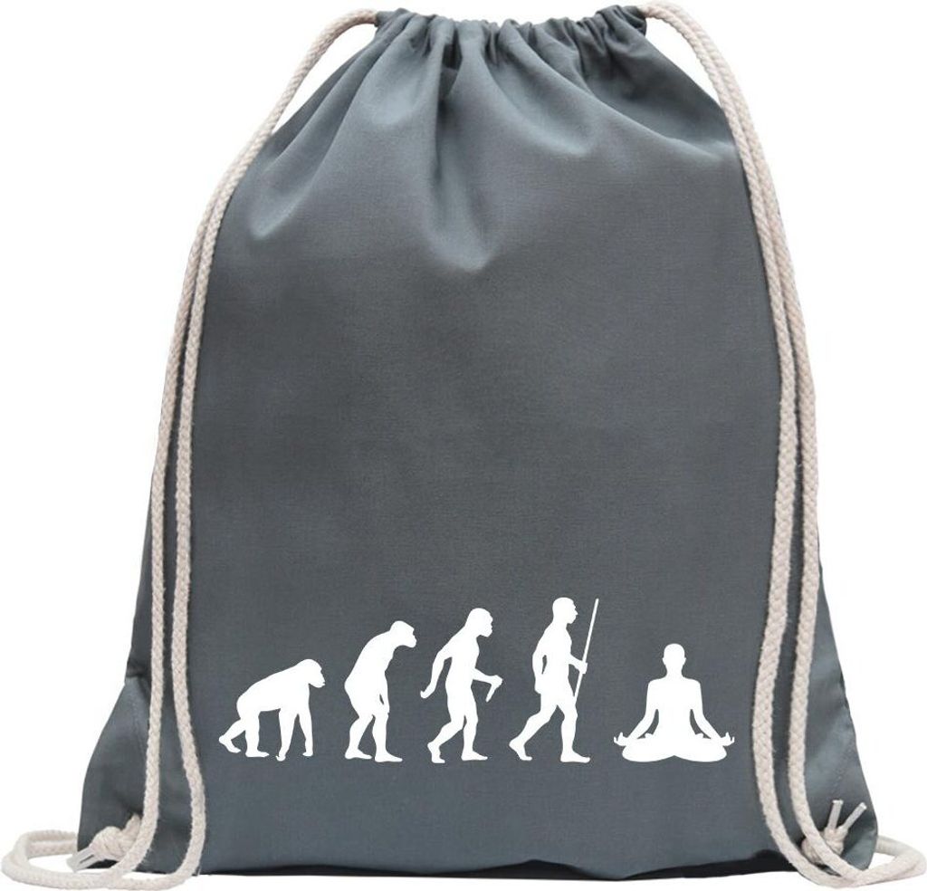 Kiwistar - Turnbeutel - stahlgrau - Yoga Gymnastik Evolution IV - Fun Rucksack Sport Beutel Gymsack Baumwolle mit Ziehgurt