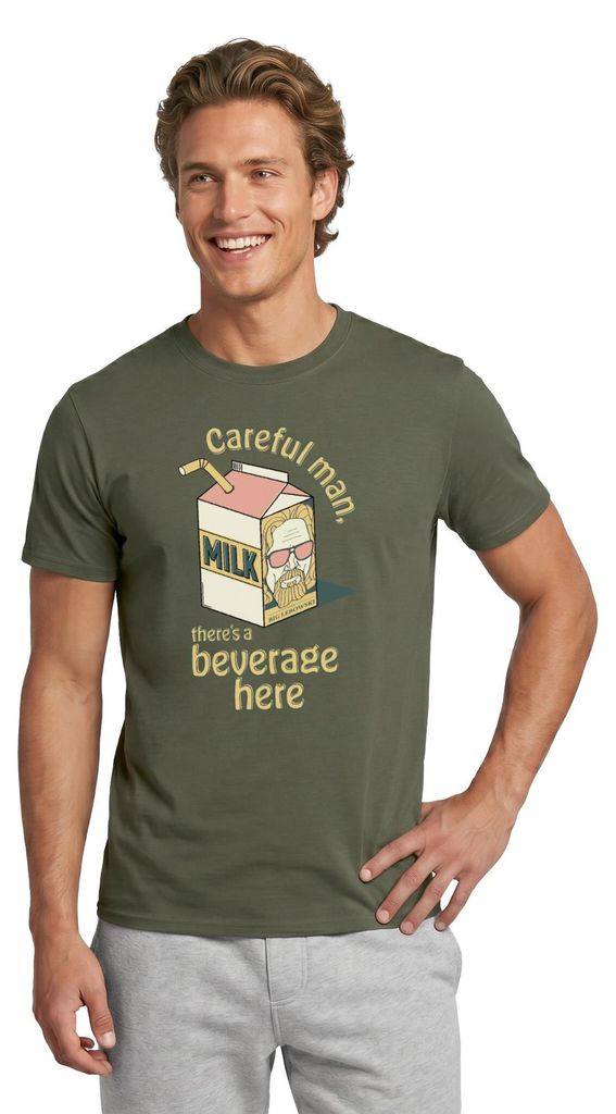 Spreadshirt The Big Lebowski Careful man, there's a beverage here Männer T-Shirt, 4XL, Militärgrün