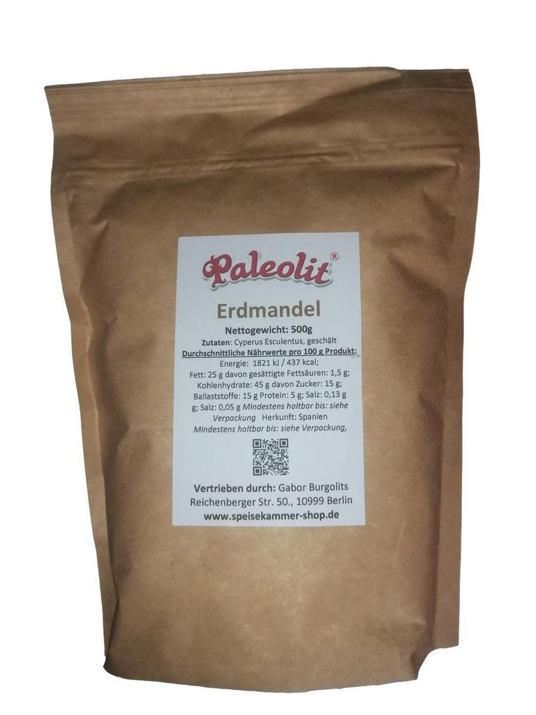 Paleolit Erdmandeln ganz geschält getrocknet 500g natur Produktbild 