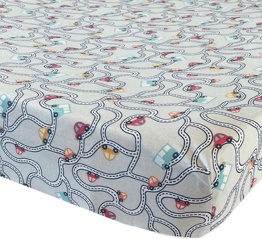 Bink Bedding Traffic Spannbettlaken 70 x 150 cm Grey | Bettwäsche Babybett