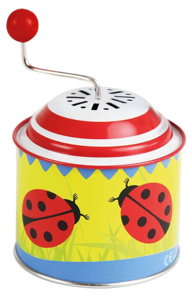 Lena 52762 Musikdrehdose Glückskäfer, Blechdrehdose 10,5 x 7,5 cm, für Kinder ab 18 Monaten