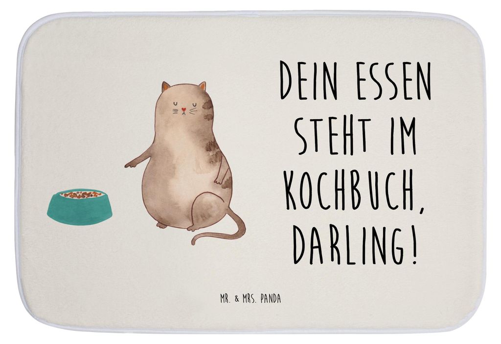 Mr. & Mrs. Panda Badvorleger Katze Fressen - Weiß - Geschenk, Badezimmer Matte, Badematte, teppich für bad, Badteppich, Badezimmerteppich