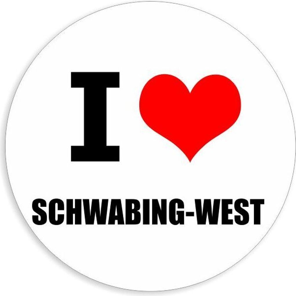 Kiwistar - Autoaufkleber - 8x8 cm - außen klebend - I love Schwabing-West für Auto, Laptop, Fahrrad, LKW, Motorrad Aufkleber mehrfarbig Sticker D...