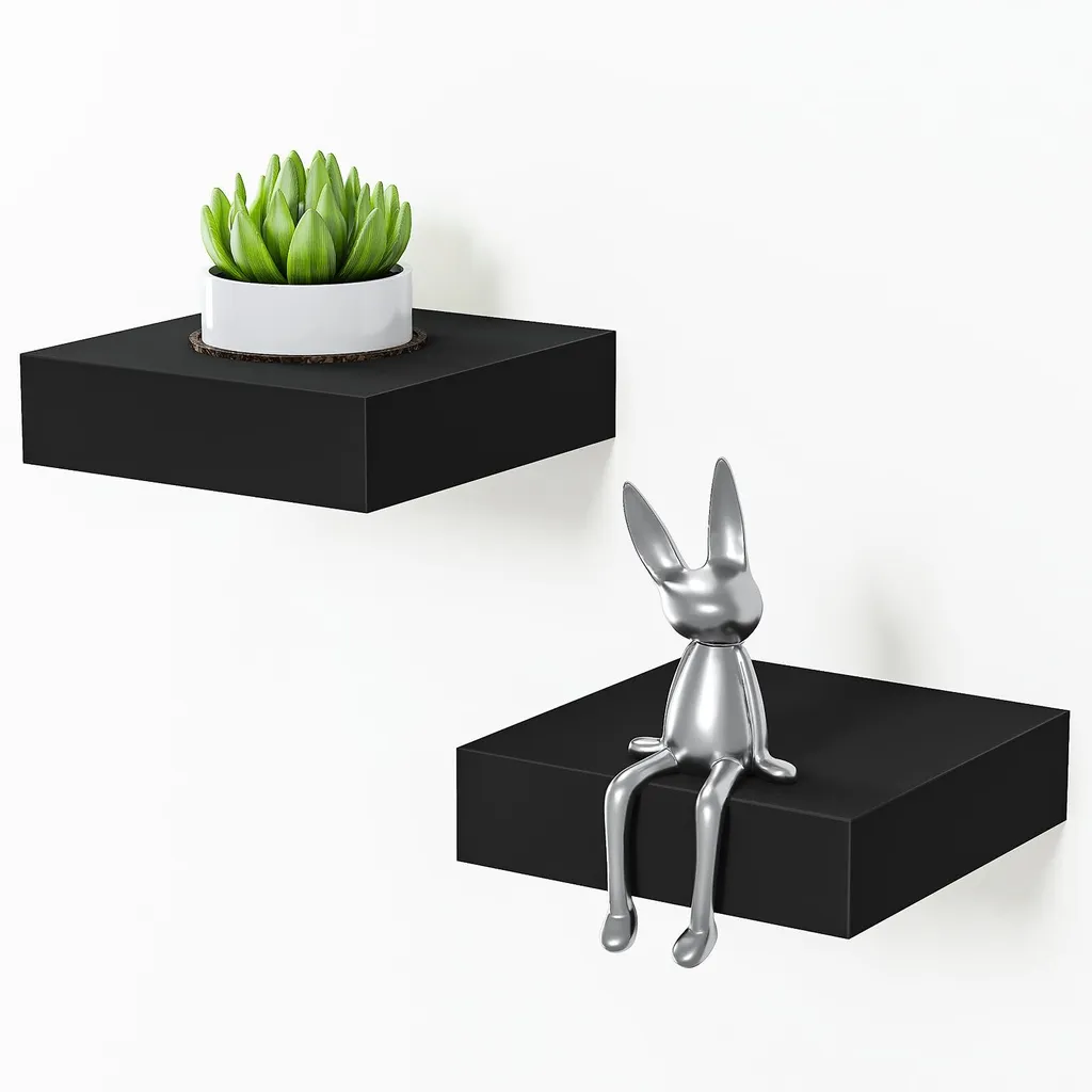 Mini étagère murale design noir 15cm, barrette de présentation robuste