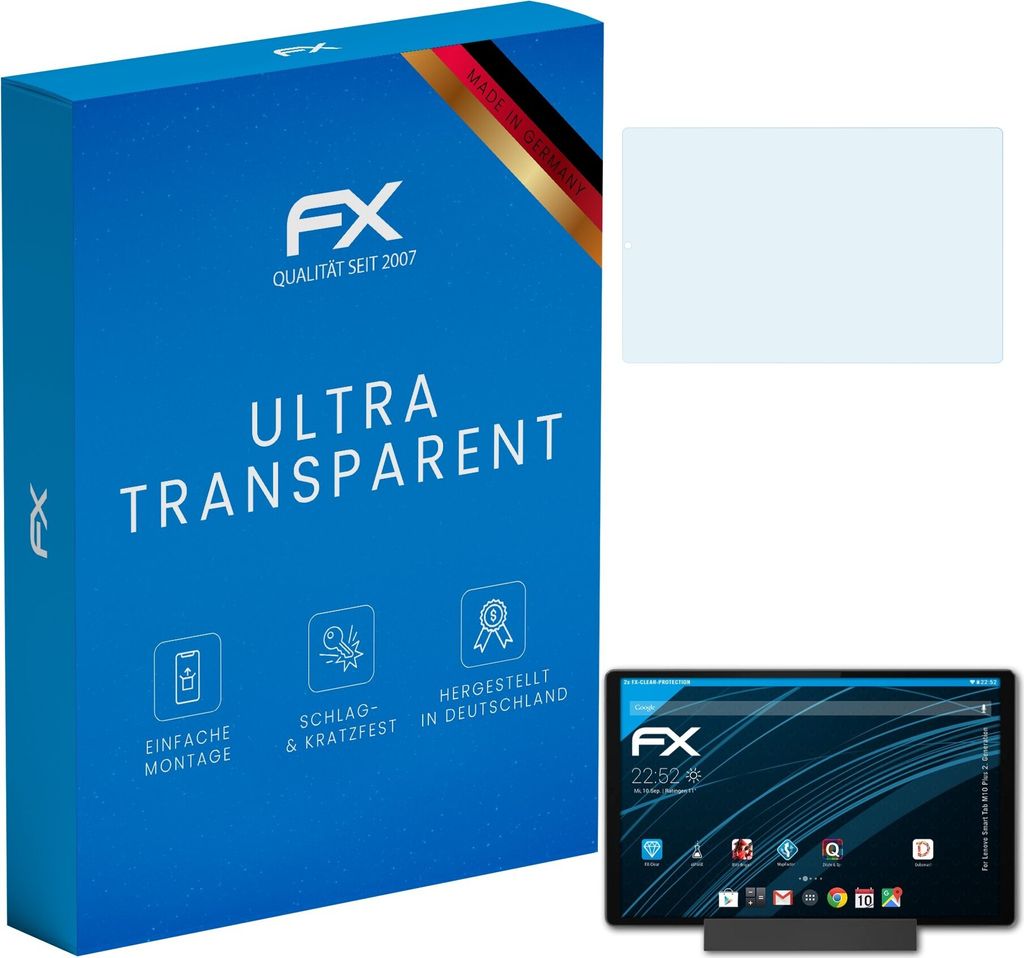 atFoliX FX-Clear 2x Schutzfolie kompatibel mit Lenovo Smart Tab M10 Plus (2. Generation) Displayschutzfolie